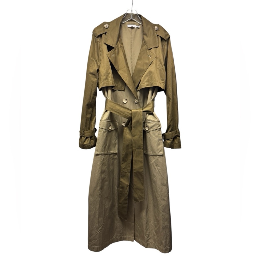 Good American Two Tone Olive Green Trench Coat